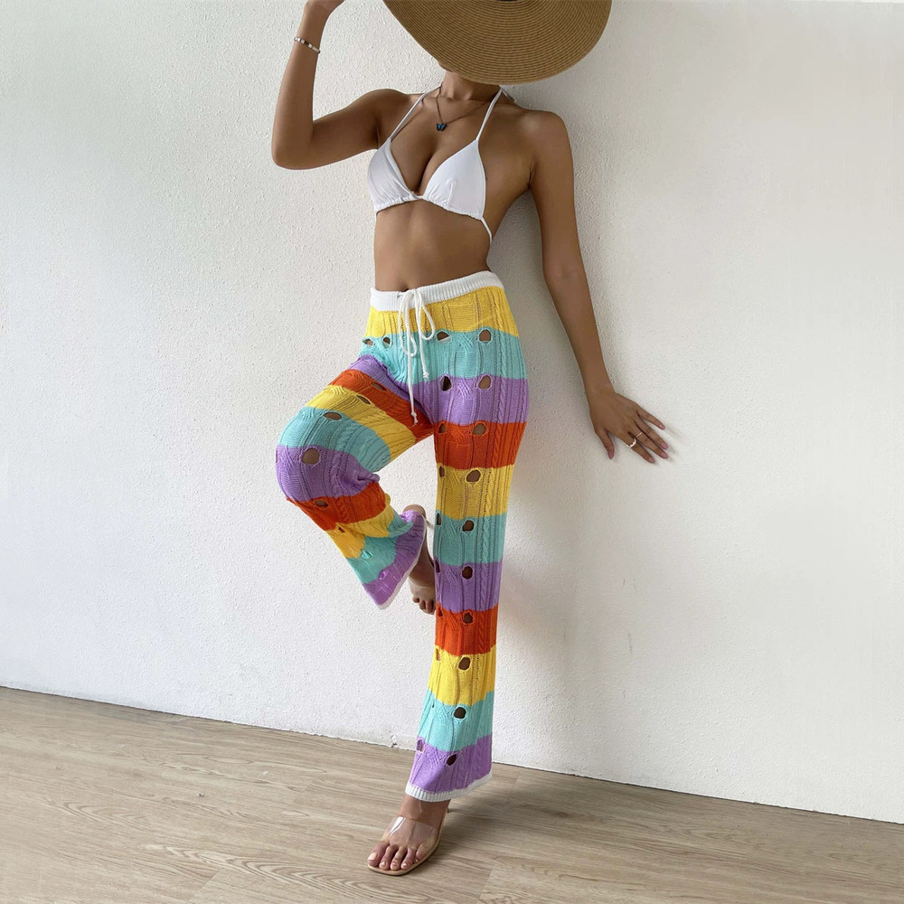 Zara Rainbow Knit Openwork Beach Pants